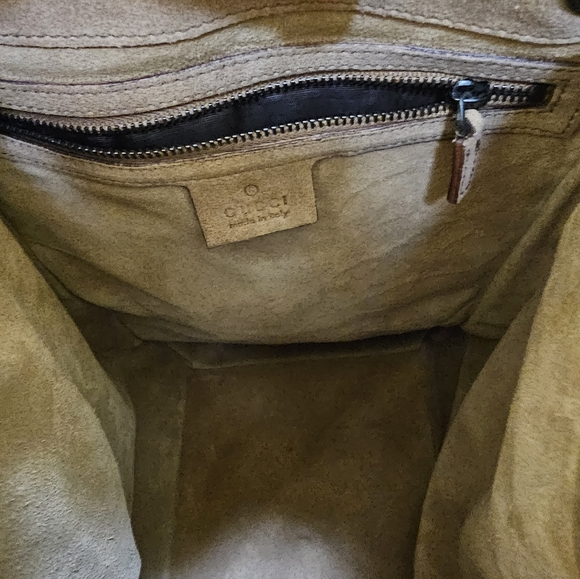 Authentic Gucci Hand Bag Bamboo Brown Suede Leather - Picture 14 of 17